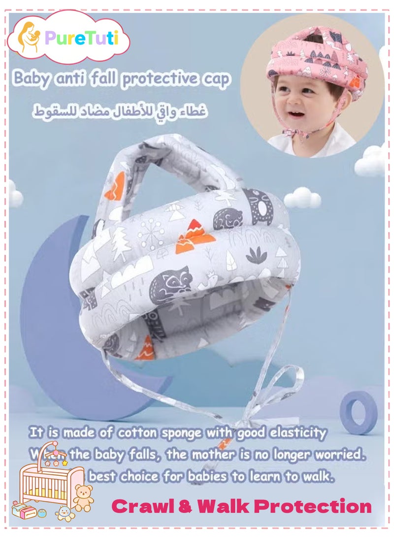 PureTuti Adjustable Baby Safety Helmet – Soft Anti-Fall Head Protection Hat for Crawling & Walking | Breathable Cotton with Shock-Absorbing Sponge (6-24 Months) - Image 1